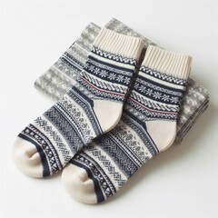 74 Pair of Socks A folded pair of patterned socks neatly stacked