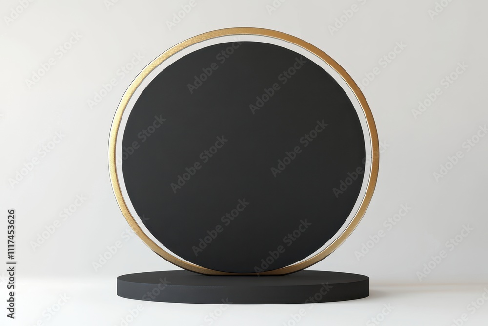 Poster a minimalist display stand with a circular design, ideal for showcasing products.