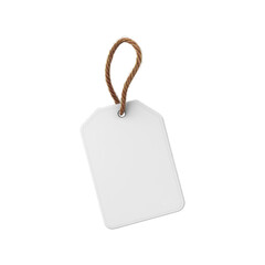 Fototapeta premium blank white gift tag with twine string isolated on white or transparent background, branding, price tags, label