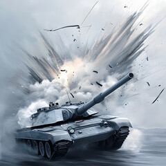 Explosive Impact Near M1 Abrams tank