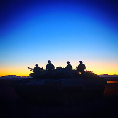 M1 Abrams tank at Desert Sunset