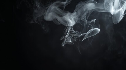 Fototapeta premium Ethereal white smoke swirling elegantly against dark background