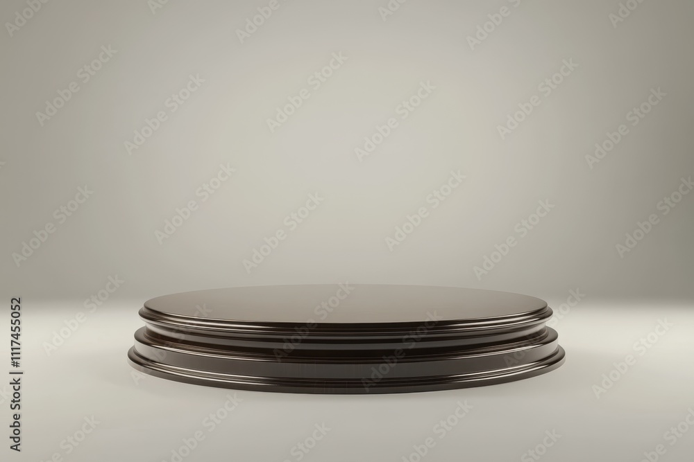 Poster a simple, elegant display podium with a smooth surface and layered design for showcasing items.