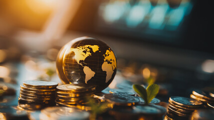 Abstract business Financial charts show a significant increase in profits in the stock market.This is driven by higher interest rates and continued growth. In the innovation world network of financial