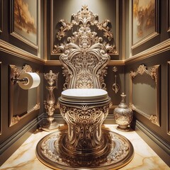 84 Elegant Toilet A toilet with intricate designs and a luxuriou