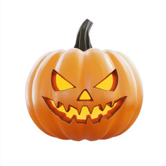 Fototapeta premium spooky Halloween pumpkin with menacing grin and glowing eyes, perfect for festive decorations