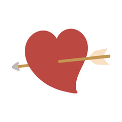 矢が刺さった赤色のハートマークのイラスト