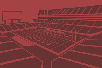 Fototapeta premium American Football Field Arena Stadium Red Silhouette Vector