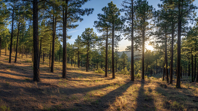Sunset in a Ponderosa Pine Forest
