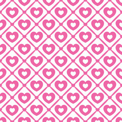 seamless pattern featuring pink hearts within diamond shapes, perfect for Valentine's Day designs, romantic decorations, or cute textile prints