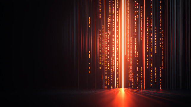 high tech digital background with glowing lines and binary code