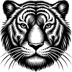 Tiger Silhouette - Black Vector Cricut Design for T-Shirt Printing