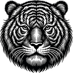 Tiger Silhouette - Black Vector Cricut Design for T-Shirt Printing