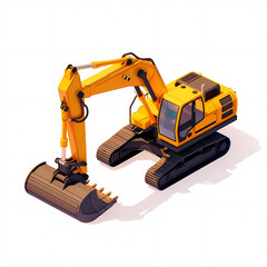 excavator 3d isometric illustration isolated on white background