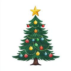 Fototapeta premium vibrant s tree adorned with colorful ornaments and star