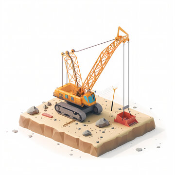 draglines 3d isometric illustration isolated on white background
