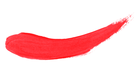 Red brush stroke isolated on transparent background.