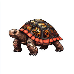 Obraz premium detailed tortoise featuring vibrant shell design, showcasing intricate patterns and colors