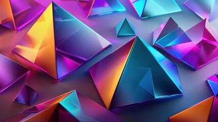 Obraz premium Colorful geometric pyramids in vibrant hues create a striking visual effect.