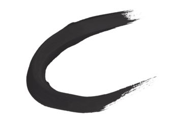 Black brush stroke isolated on transparent background.