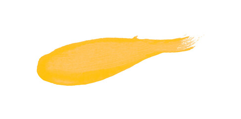 Yellow brush stroke isolated on transparent background.