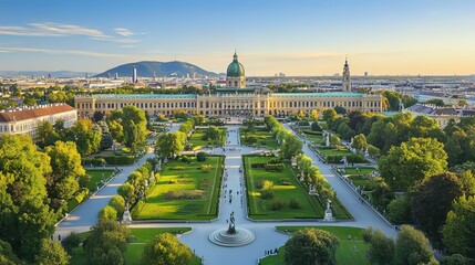 Aerial View of the Vienna Hofburg Palace Gardens
