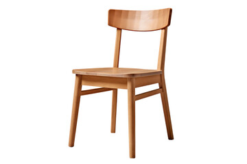 Modern-style wooden chair with clean lines and a contoured seat, made from light-colored wood and polished for a smooth finish