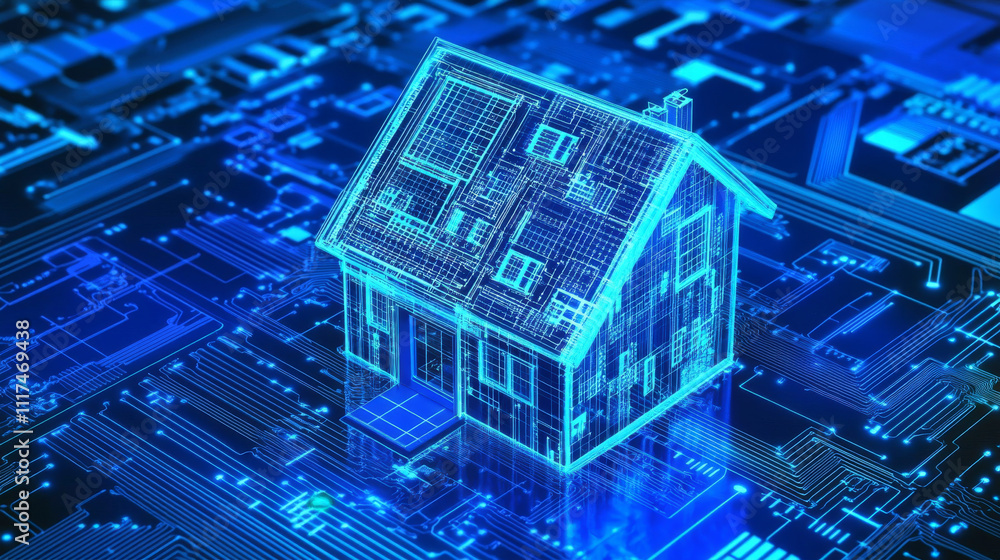 Poster home automation system. smart home control concept.internet of things technology of home automation 