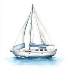 Fototapeta premium Sailing yacht in watercolor style, showcasing elegance and tranquility