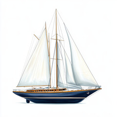 Obraz premium Sailing yacht with detailed sails and elegant design
