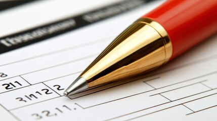 Red Pen on Application Form Close up Business Finance Employment Job Application Hiring Contract