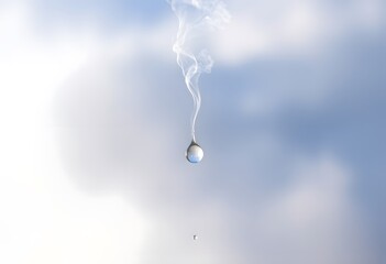 Water Droplet Falling, Vapor Trail, Sky, Clouds, Nature, Purity, Serenity, Blue, White, Clean