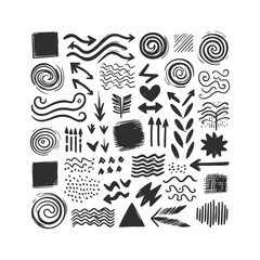 Obraz premium Arrow line hand drawn Grunge square, spiral, arrow element scribble line brush Set Vector Design Illustration