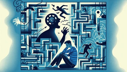 Silhouette of person experiencing complex PTSD surrounded by haunting memories