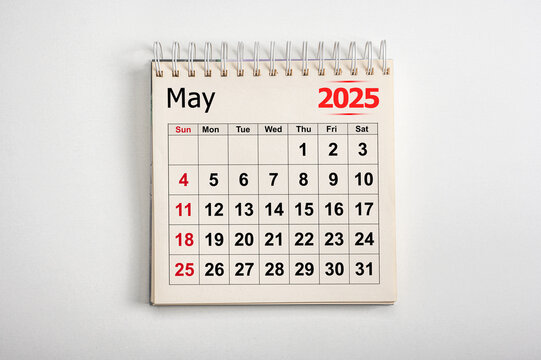 May 2025. Resolution, strategy, solution, goal, business and holidays. Date month May 2025. Monthly desk calendar May 2025. planning new year