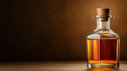 Skin repair with collagen oil drops. Glass bottle of amber liquid on wooden surface