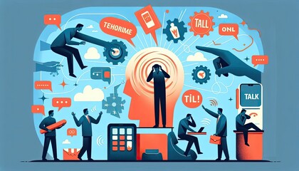 Abstract illustration of anxiety in communication and public speaking challenges