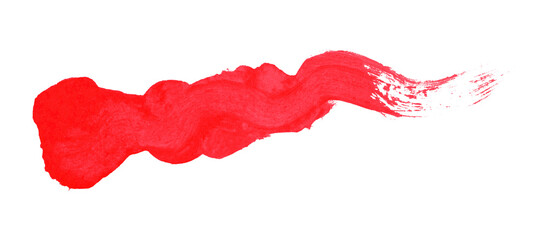 Red brush stroke isolated on transparent background.