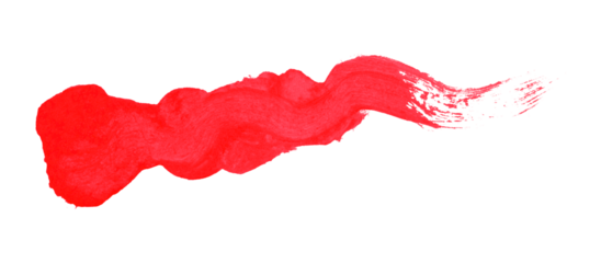Red brush stroke isolated on transparent background.
