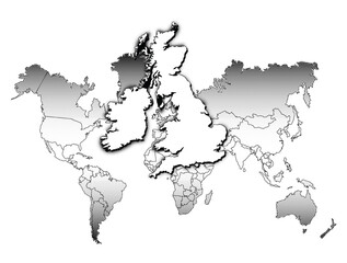 World Map Depicting United Kingdom