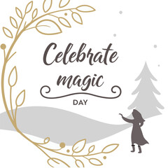 Celebrate the Magic of Christmas Day Elegant calligraphy with gold foil effects