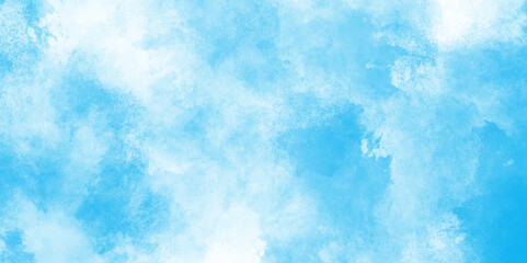 Abstract blue color clouds background, Vibrant clear blue sky with puffy and blurry natural clear clouds, watercolor background concept abstract cloudy sky, cloudy and grunge blue watercolor.