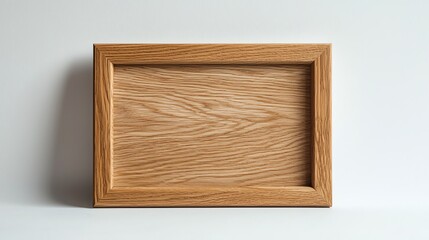 Naklejka premium Simple wooden photo frame with room for customization, isolated on a minimalist white background.