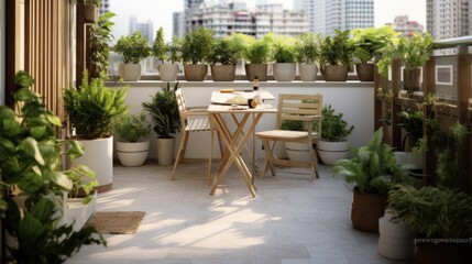 Relaxing Balcony Oasis with Lush Greenery