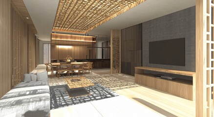 Contemporary interior design with a modern aesthetic, featuring sleek furniture, neutral color schemes, and open layouts that create a functional and stylish living or working environment.