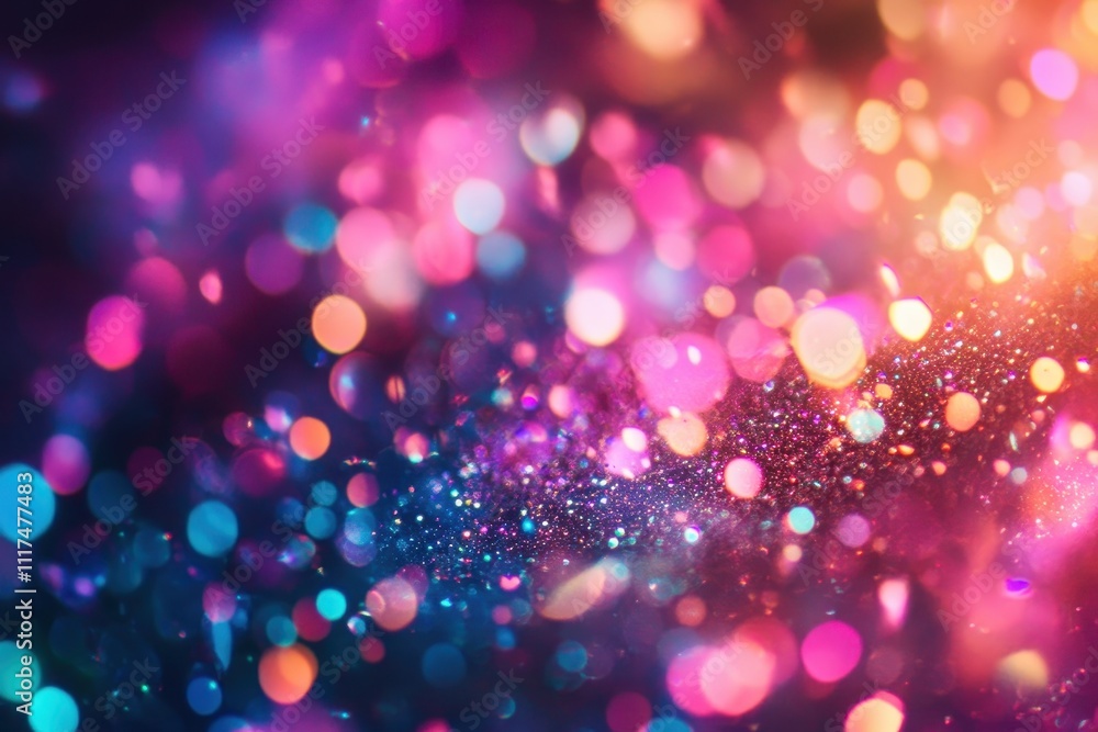 Wall mural a vibrant abstract background with colorful bokeh lights and glittering particles.