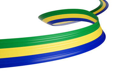 3d Flag Of Gabon 3d Wavy Shiny Gabon Ribbon Isolated On White Background 3d Illustration
