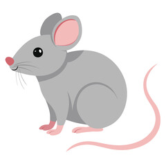Adorable Gray Mouse Illustration: Minimalistic Animal Art