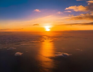 Beautiful Luxury Gradient Orange Gold Clouds with Sunlight on Blue Sky