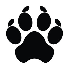 Simple Black Animal Paw Print Icon for Versatile Use"